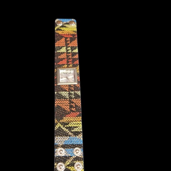 Premier Designs Serac Tribal Fabric Wrap Watch (NWOT – Needs Battery) - Picture 2 of 4